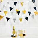 Black Gold Silver Party Decoration Triangle Pennant Banner Flag Metallic Fabric Bunting Garland for Birthday Graduation Anniversary Wedding Bridal Shower Bachelorette Engagement Disco Party Supplies by GreenHaven Gardens