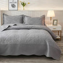 MarCielo 3-Piece 100% Cotton Oversized Bedspread Lightweight Quilt Coverlet Embroidery Farmhouse Bedding Set T0 (Light Grey, Oversized King (118"x106")) by CozyNest Decor