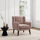 UIXE Accent Chair, Velvet Upholstered Armchair for Living Room, Modern Club Arm Chairs Comfy Single Sofa Button Tufted Bedroom Reading Seat - Skin Pink, Set of 1 by CozyNest Decor