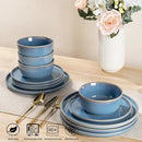 GBHOME Ceramic Dinnerware Sets for 4, 12 Pieces Stoneware Plates and Bowls Sets, Reactive Glaze Dishes -Scratch Resistant, Dishwasher&Microwave Safe-Alaskan Blue by CozyNest Decor
