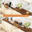 SUPERJARE 70 Inch Console Table with Outlets and USB-C Port, Extra Long Behind Couch Sofa Table with X-Shaped Design, Narrow for Entryway, Living Room, Metal Frame, Wooden Top, Rustic Brown by CozyNest Decor