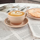 Mora Ceramic Latte Art Mug With Saucer - 10.5 oz, Round Bottom For Perfect Pours - Cafe Cups for Cappuccino, Espresso, Coffee, Tea etc - Porcelain Set for Baristas, Great Gift - Chai Latte by CozyNest Decor
