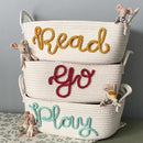 Personalized Baby Name Basket, Custom Woven Baby Shower Gift Basket with Cotton Rope Handle Baby Diaper Nursery Shelf Storage Basket Bin for Kids' Bedroom (Style 1) by TinyTreasures Baby Boutique