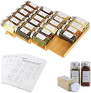 Spice Drawer Organizer with 20 Spice Jars,216 Labels,25 Non-slip Rubber, Bamboo 4 Tier Seasoning Rack Tray Insert for Kitchen Drawers,Cabinets,Countertop,11" Wide x 15.8" Deep by CozyNest Decor