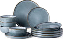 GBHOME Ceramic Dinnerware Sets for 4, 12 Pieces Stoneware Plates and Bowls Sets, Reactive Glaze Dishes -Scratch Resistant, Dishwasher&Microwave Safe, Space Blue by CozyNest Decor