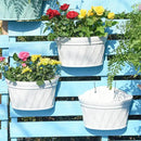 Sungmor Wall Hanging Planters,11.5 Inch Hanging Flower Pots for Railing Fence - Indoor Outdoor Balcony Wall Hanging Basket, Plastic Plant Pot Container - Half Round & 3PC Pack & Grey White by CozyNest Decor
