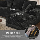 Modular Sectional Sofa Cloud Sectional Couch, 107" Comfy Fluffy L Shaped Black Couches for Living Room, Deep Seat Memory Foam Plush Corduroy Boneless Couch Sectionals with Right Facing Chaise Sofa by CozyNest Decor