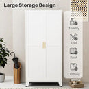 Metal Pantry Cabinet with 2 Doors and Adjustable Shelves - 71" Kitchen Storage Cabinet with Gold Handles - Versatile Storage for Kitchen, Bathroom, Dining Room, Utility Room - White by CozyNest Decor