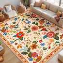 Floral 9x12 Area Rug Machine Washable Soft Print Boho Carpet Non Slip Doormat Low Pile Flower Area Rugs for Living Room Bedroom Nursery Kitchen Dining Room Indoor-Light Orange by TinyTreasures Baby Boutique
