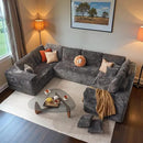 ovios Sectional Cloud Couch for Living Room, Modular Floor Sofa with Plush Corduroy, No Assembly Required, Big Comfy Couches Set with Fluffy Memory Foam, Stupendous U Shaped Sofas with Chaise, Black by CozyNest Decor