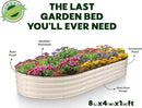 Galvanized Raised Garden Beds Outdoor // 8×4×1 ft Planter Raised Beds for Gardening, Vegetables, Flowers // Large Metal Garden Box // Patented Tool-Free Design (White) by GreenHaven Gardens