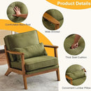 Karl home Accent Chair Wide Armrest Mid-Century Lounge Chair Linen Fabric Armchair with Lumbar Pillow & Solid Wood Frame for Living Room, Bedroom, Balcony, Green by CozyNest Decor