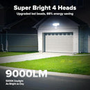 LUTEC 80W 9000LM LED Security Lights Motion Sensor Outdoor Lights, 4 Head LED Flood Light Outdoor 5000K Daylight, IP65 Waterproof, Motion Detected Light for Outside, Garage, Yard - 2 Pack (White) by GreenHaven Gardens