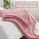 Chunky Knit Throw Blanket, 60''*80'' Knitted Throw Chenille Yarn for Bed Couch, Handmade Light Pink Crochet Big Thick Blanket, Machine Washable Cute Comfy Blanket for Home Decor by CozyNest Decor