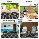 OutdoorLines Outdoor Plastic Area Rugs for Patio 4x6 ft - Reversible Outside Carpet, Stain & UV Resistant RV Mats, Straw Rug for Camping, Deck Garden, Porch and Balcony, Moroccan Black & Light Grey by GreenHaven Gardens