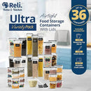 Reli. Airtight Food Storage Containers with Lids (36 Sets) | Kitchen Organizers and Storage Pantry Organizers | BPA Free Plastic Food Containers | Ultra Variety Pack w/Measuring Cup, 42 Labels, Pen by CozyNest Decor