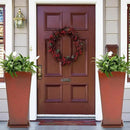 KOL 25''H. Galvanized Steel Planter with Saucer, Tall Glazed Planter Pots for Indoor & Outdoor Use, Set of 2, Decorative Flower Plant Pots with Drainage Hole for Porch, Patio, Deck - Reddish Brown by GreenHaven Gardens