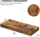 Fun Memories Floating Shelves - 16 Inch Rustic Brown Wall Shelf - Wall Mounted Shelves for Wall Decor Storage - Wooden Shelves with Invisible Brackets for Living Room, Bedroom, Kitchen, 2 Pack by CozyNest Decor