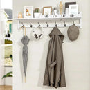 AMBIRD 35 inch Coat Rack Wall Mount, Extra Long Coat Hooks Wall Mount, Entryway Shelf with 7 Dual Coat Hooks 4 Key Hooks Mail Organizer, Wooden Wall Coat Rack with Hooks, Key Holder Rack (White) by CozyNest Decor