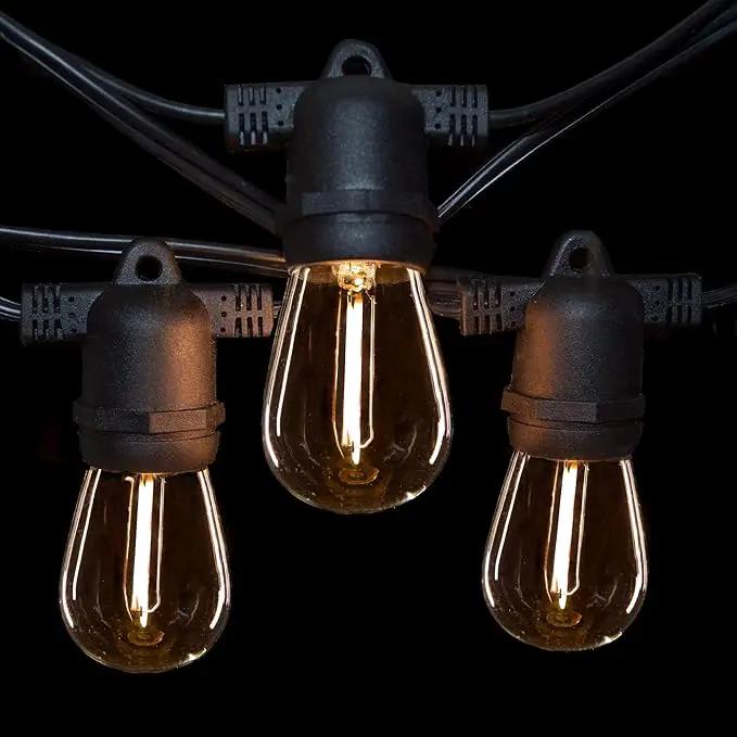 Hometown Evolution, Inc. 100' E26 Commercial LED Outdoor String Lights (100 Foot 50 Socket, S14 LED Filament 1 Watt Light Bulbs), photo 3 of 8