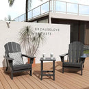WO Home Furniture Adirondack Chairs Table Set of 3 PCS Outdoor Folding Chairs Side End Table Weather/UV Resistant for Lawn, Garden, Bon Fire, Balcony (Grey) by GreenHaven Gardens