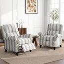 UIXE Pushback Recliner Chairs Set of 2, Fabric Armchair Push Back Accent Chair for Living Room, Rivet Trim Club Chair Overstuffed Home Theater Bedroom Reading Seat - Stripe Gray by CozyNest Decor