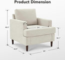 Mid-Century Accent Chair,Modern Linen Fabric Armchair for Living Room,Comfy Upholstered Reading Accent Chairs for Bedroom,Single Sofa Chair with Wood Legs (Beige, 1 Pack) by CozyNest Decor