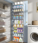 White 10-Tier Over The Door Pantry Organizer, Pantry Organization and Storage, Metal Hanging Adjustable Basket, Wall Spice Rack Seasoning Shelves, Home & Kitchen Essentials by CozyNest Decor