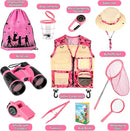 INNOCHEER Kids Explorer Kit & Bug Catcher Kit & Safari Costume Kit, Outdoor Exploration Set with Hat, Vest, Butterfly Net and Bugs Book for Boys Girls 3-12 Years Old (Camouflage Pink) by TinyTreasures Baby Boutique