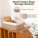 3 Pack Small Storage Baskets for Organizing, Cute Woven Decorative Gift Baskets for Shelves, Mini Closet Organizer Bins with Handles, 11.81''Lx7.87''Wx4.72''H-Brown and White by CozyNest Decor