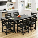 7pcs Outdoor Dining Set, HDPE Patio Dining Set for 6, All-Weather Outdoor Table and Chairs with Umbrella Hole & Adjustable Pads, Modern Patio Furniture Set for Backyard, Poolside &Lawn (Black) by GreenHaven Gardens