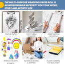Art Paper Roll for Crafts, Drawing & Painting, 17.75"x1200" (100') White Gift Wrapping Craft Kraft Bulletin Board Poster Banner Coloring Paper, Kids Art Supplies, Wedding Floral Supplies 80GSM 55LB by TinyTreasures Baby Boutique