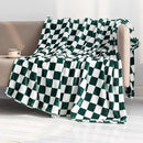 LOMAO Throw Blankets Flannel Blanket with Checkerboard Grid Pattern Soft Throw Blanket for Couch, Bed, Sofa Luxurious Warm and Cozy for All Seasons (Green, 50"x60") by CozyNest Decor