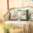 patdrea Designer Throw Pillow Covers Set of 4,French Elegant Green Linen with Iris Floral Collection Pattern Pillow Covers,Decorative Lumbar Square Round Pillowcases Cushion for Bed Living Room by CozyNest Decor