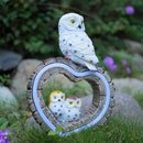 Solar Garden Lights, Solar Sculpture LED Lights, Outdoor Waterproof Handmade Resin Statue, Love Statue Decoration for Path, Yard, Lawn, Gift for Mom Christmas (White Love Owl) by GreenHaven Gardens