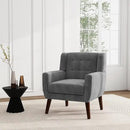 UIXE Accent Chair, Velvet Upholstered Armchair for Living Room, Modern Club Arm Chairs Comfy Single Sofa Button Tufted Bedroom Reading Seat - Gray, Set of 4 by CozyNest Decor
