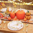 FLOWERCAT 60PCS Thanksgiving Plates & Gold Pumpkin Plates - Including 30PCS 10.25inch Thanksgiving Dinner Plates and 30PCS 7.5inch Thanksgiving Dessert Plates for Giving Thanks Theme Party by CozyNest Decor