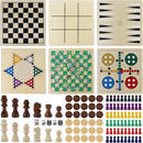Juegoal 7-in-1 Wooden Board Game Set for Kids Adults, Tabletop Combo Classic Travel Portable Board Games (Chess, Checkers, Chinese Checkers, Backgammon, Parcheesi, Snakes and Ladders, Tic Tac Toe) by TinyTreasures Baby Boutique