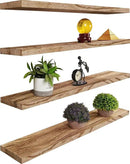 Wood Floating Shelves for Wall, Rustic Wall Shelves for Bedroom, Wall Mounted Floating Shelf, Set of 4 Light Walnut 36 Inch by CozyNest Decor