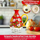 Hand-Painted Ceramic Olive Oil Dispenser Bottle – 40oz Decorative Stoneware Cruet with Stainless Steel Pour Spout – Elegant Kitchen Oil & Vinegar Container, Ideal for Coffee Syrups & More by CozyNest Decor