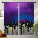 Superhero Rod Pocket Blackout Curtains for Boy Girl Bedroom, Super City Skyline Buildings Night Panorama Thermal Insulated Home Window Drapes for Living Room Darkening, 42x45 inch by TinyTreasures Baby Boutique