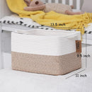 COMFY-HOMI 3-Pack Cotton Rope Woven Basket with Handles for Shelves, Books, Toys, Cloth Storage|Towel Storage|Nursery Baby Basket - 13.5" x 11" x 9.5" for Living Room (White/Brown) by TinyTreasures Baby Boutique