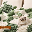 L'AGRATY Chunky Knit Blanket Throw: 60''x80'' Chenille Chunky Knitted Throw Blankets for Twin Bed Couch - Handmade Thick Cable Knit Blanket - Large Crochet Blankets for Home Decor(Green Checkered) by CozyNest Decor
