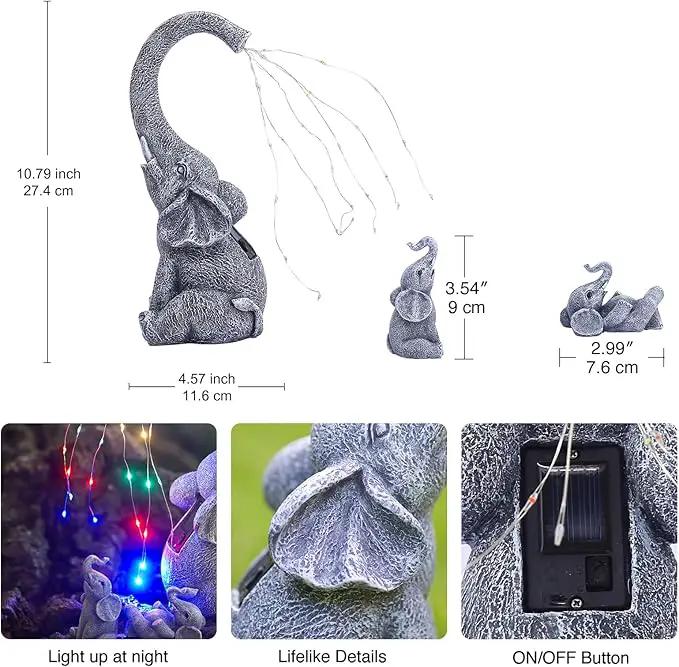 Goodeco Garden Elephant Statue Outdoor - Elephant Gifts with Solar Watering Lights, Siting Elephant Figurine Perfect for Yard, Patio, and Pathway Decor - Ideal Gardening Gifts, photo 4 of 7