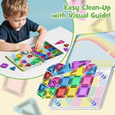 Magnetic Tiles Travel Toys for Kids 4-8, 42PCS Candy Color STEM Building Blocks with Visual Storage Guide & Metal Case, Airplane Activities & Toddler Travel Essentials Ages 3-5 by TinyTreasures Baby Boutique