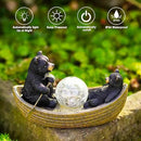 Goodeco Solar Bears Boating Statue - Waterproof Outdoor Bear Decor with Solar Gazing Ball Lights - Great Gift for Bear Lovers and Garden Enthusiasts - Ideal Gifts for Mom & Birthdays by GreenHaven Gardens
