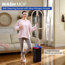 JOYMOOP Mop and Bucket Set for Home, Hands-Free Self-Cleaning System, with 5 Reusable Microfiber Mop Pads, Suitable for Floor Cleaning and Wall Cleaner - Black+Red+Slate Blue by CozyNest Decor