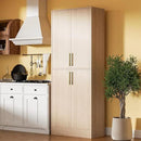 71" Tall Pantry Cabinet with 4 Doors, Kitchen Pantry Storage Cabinet, Freestanding Larder Cupboard, Utility Kitchen Hutch with Gold Handles for Dining Room, Bathroom, Oak by CozyNest Decor