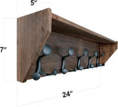 SKOLOO Wall Shelf with Hooks, 24-Inch Weathered Brown Coat Rack Wall Mount with Shelf Organizer - Lightweight & Sturdy, 5 Tri Hooks - Perfect for Entryway, Hallway, Living Room, Bedroom, Mudroom by CozyNest Decor