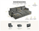 Oversized Modular Sofa Comfy Cloud Couch with Storage, Extra Deep Plush Sectional Sofa Set for Living Room, Covers Washable, Chenille, Olar (Grey, 6-Seater with 3 Ottomans, Sleeper) by CozyNest Decor